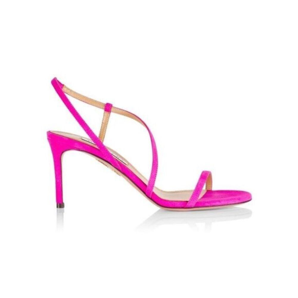 AQUAZZURA Sleek 75MM Strappy Suede Sandals Size 38.5